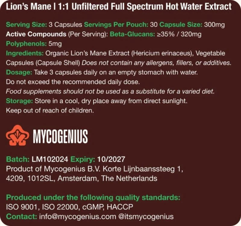 Organic Lion's Mane Extract - Mycogenius
