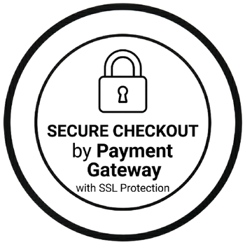 Secure checkout logo with a lock icon and text about payment gateway and SSL protection.