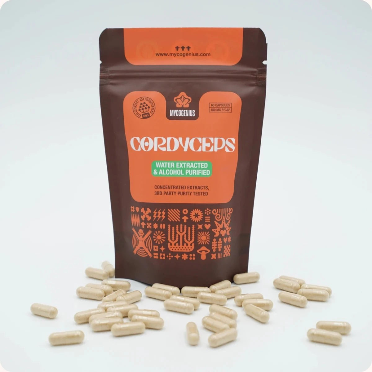 Cordyceps mushroom capsules
- Mycogenius