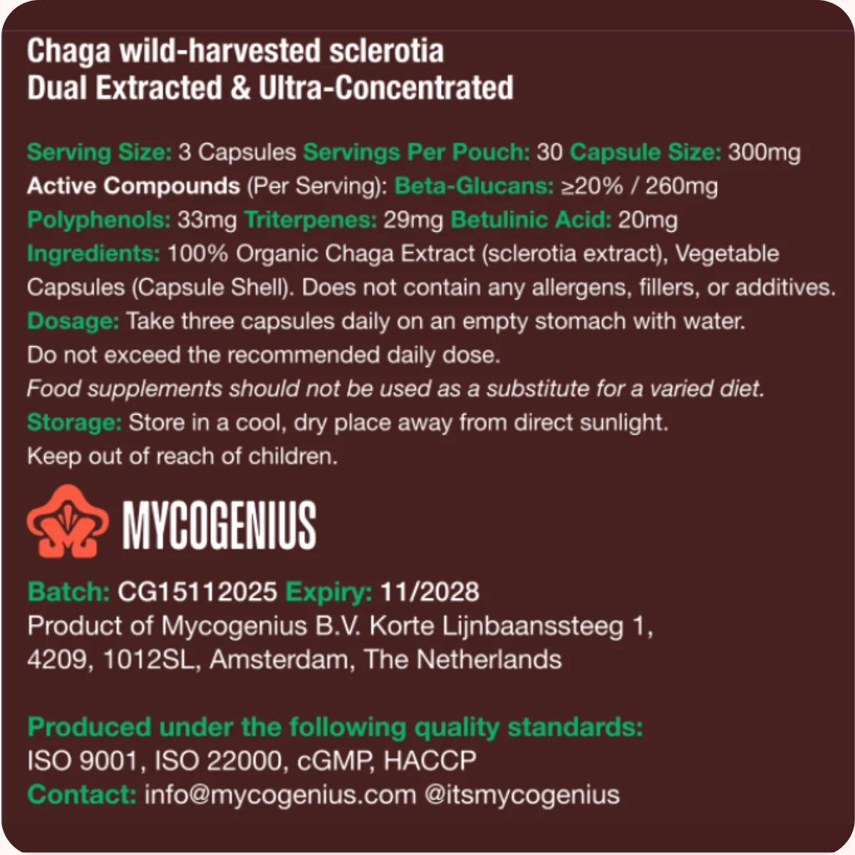 Organic Chaga Mushroom Supplement