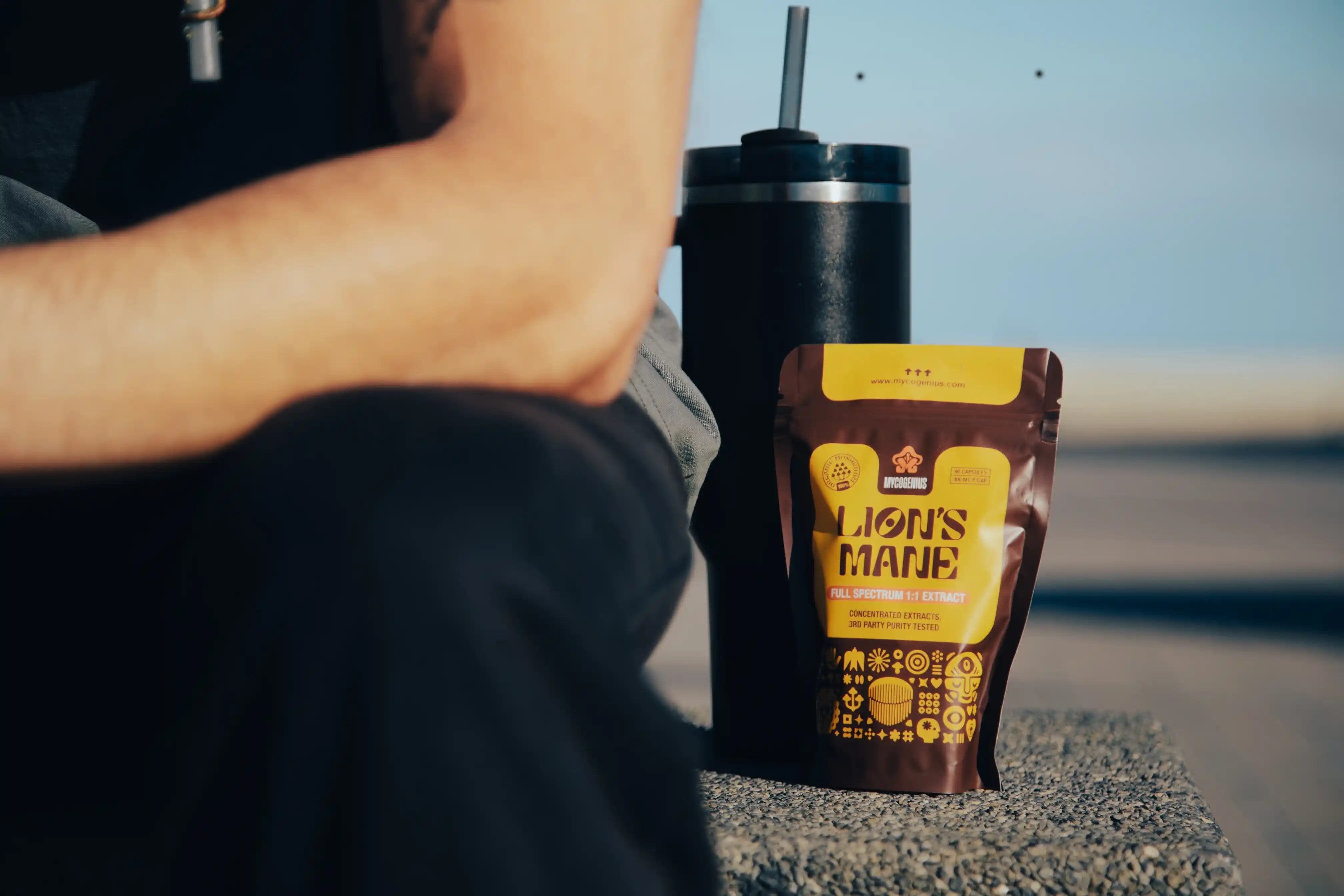 Pouch sitting outdoors 