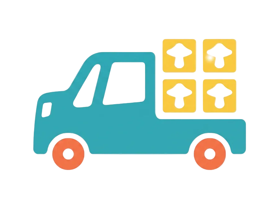 Illustration of a blue truck with yellow boxes on a white background